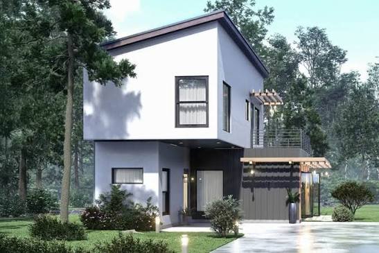Two containers and a roof produces a floor plan most yards would have designed on purpose